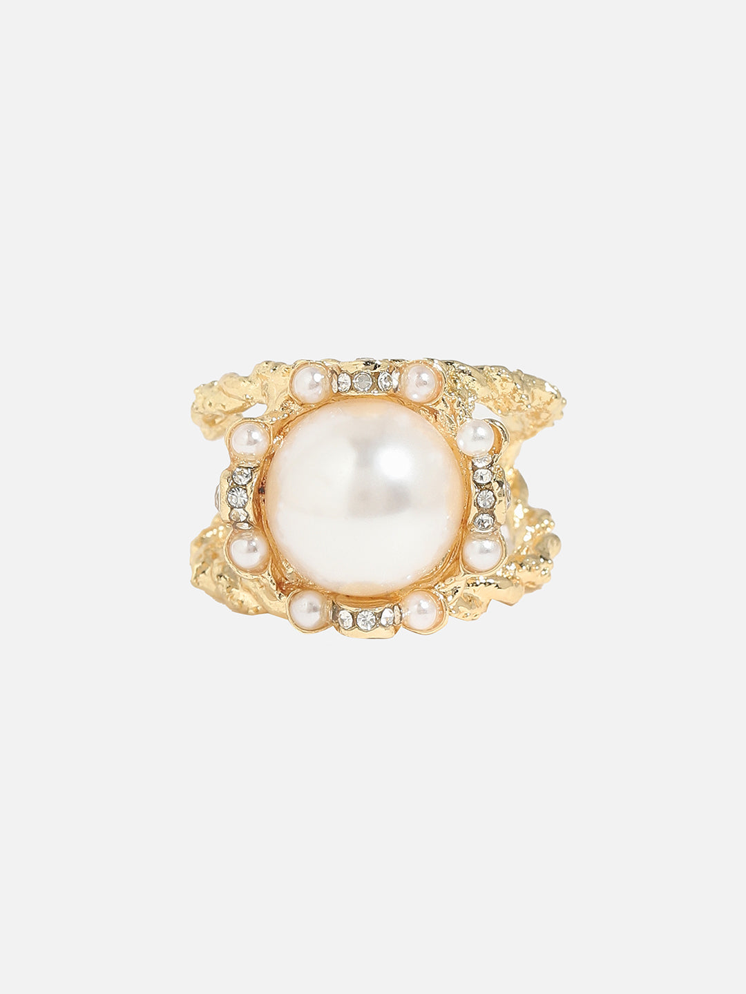 Gold-Plated Bead-Studded Finger Ring