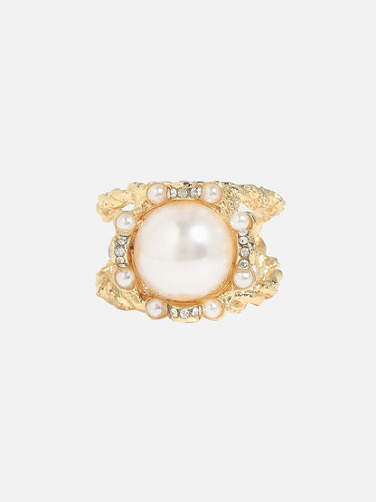 Gold-Plated Bead-Studded Finger Ring