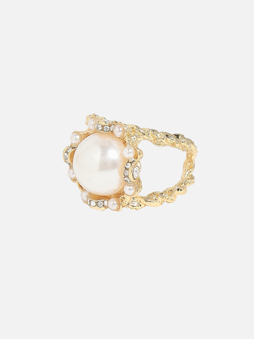 Gold-Plated Bead-Studded Finger Ring