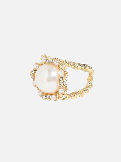 Gold-Plated Bead-Studded Finger Ring