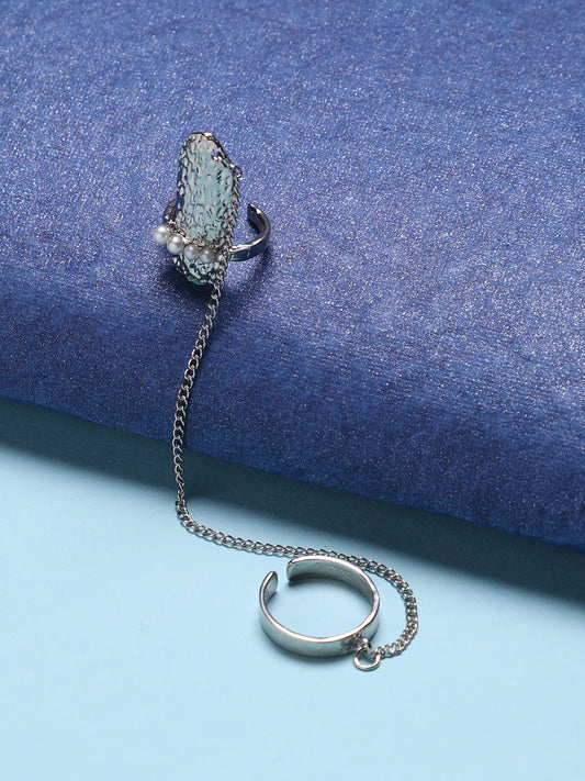 Silver-Plated Dented Wrap Nail Ring - Chalice Silver