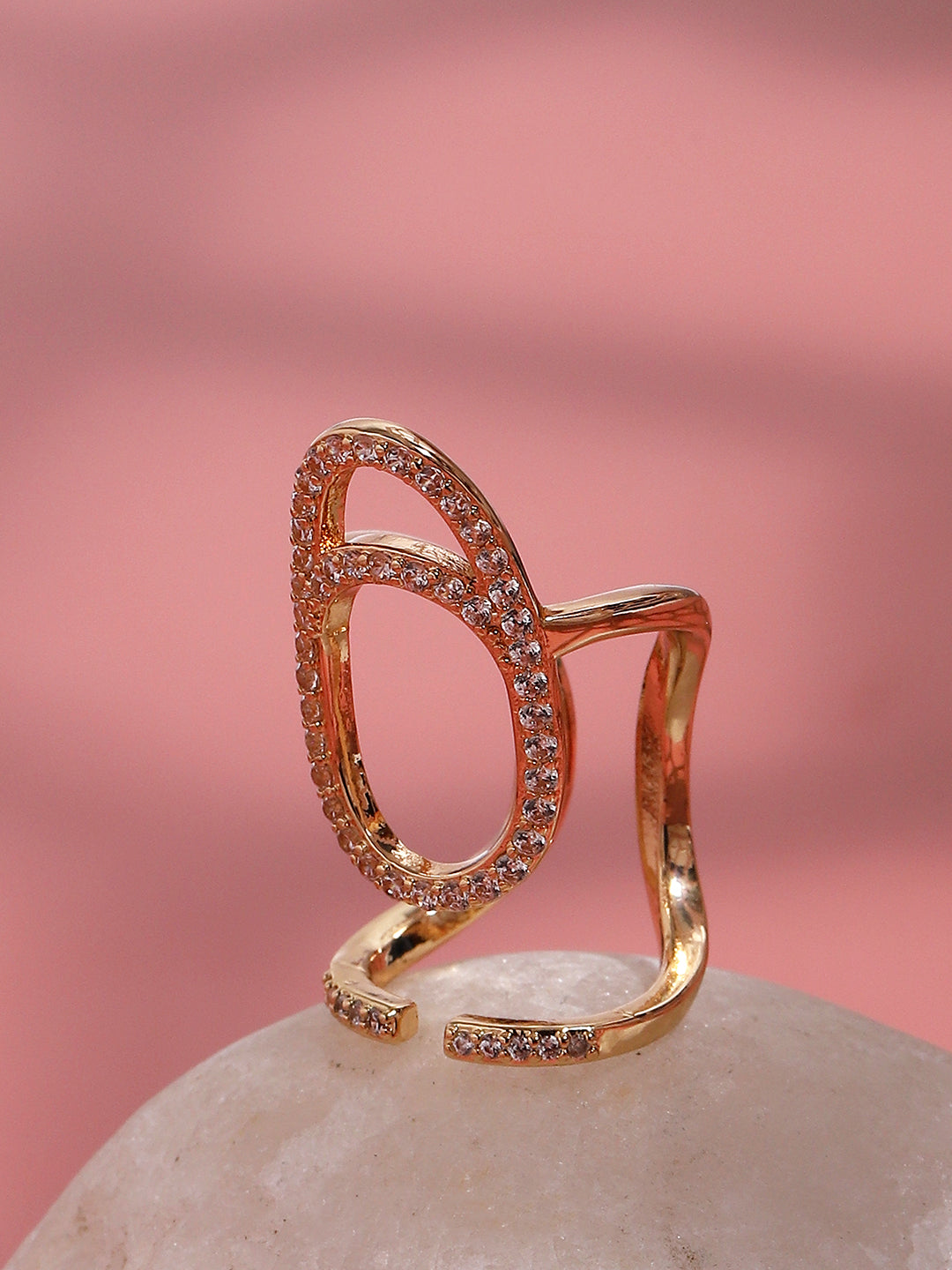 Gold-Plated Stone-Studded Finger Ring