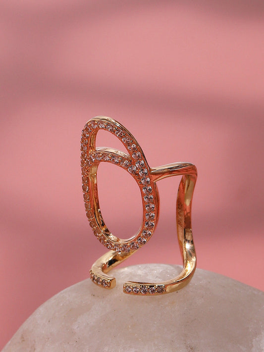 Gold-Plated Stone-Studded Finger Ring