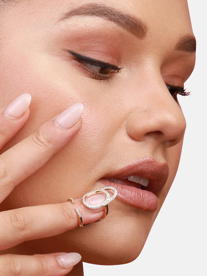 Gold-Plated Stone-Studded Finger Ring
