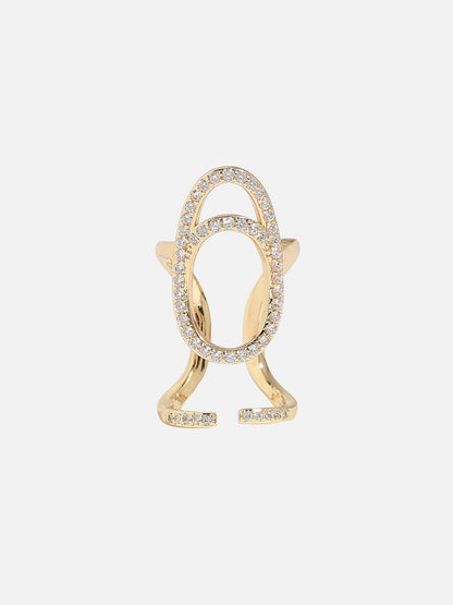 Gold-Plated Stone-Studded Finger Ring