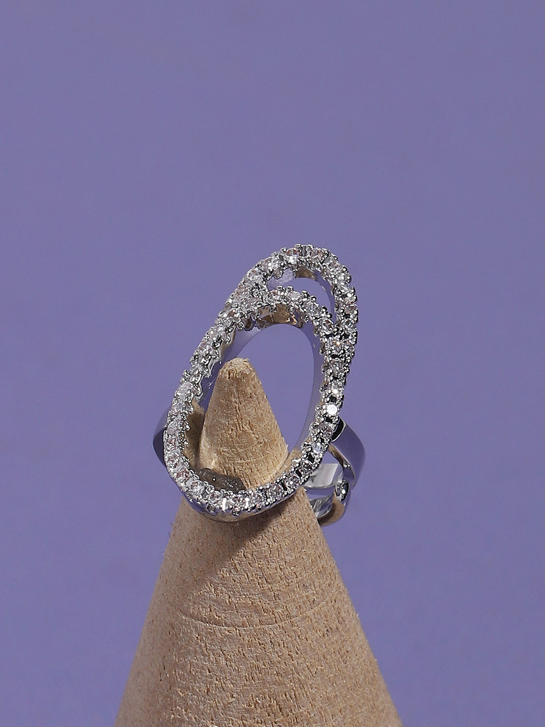 Silver Plated Stone-Studded Finger Ring