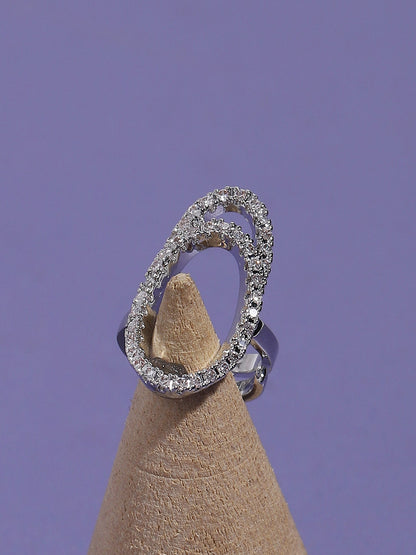 Silver Plated Stone-Studded Finger Ring