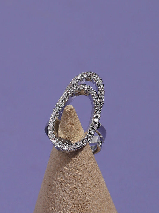 Silver Plated Stone-Studded Finger Ring