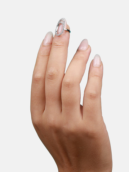 Silver Plated Stone-Studded Finger Ring
