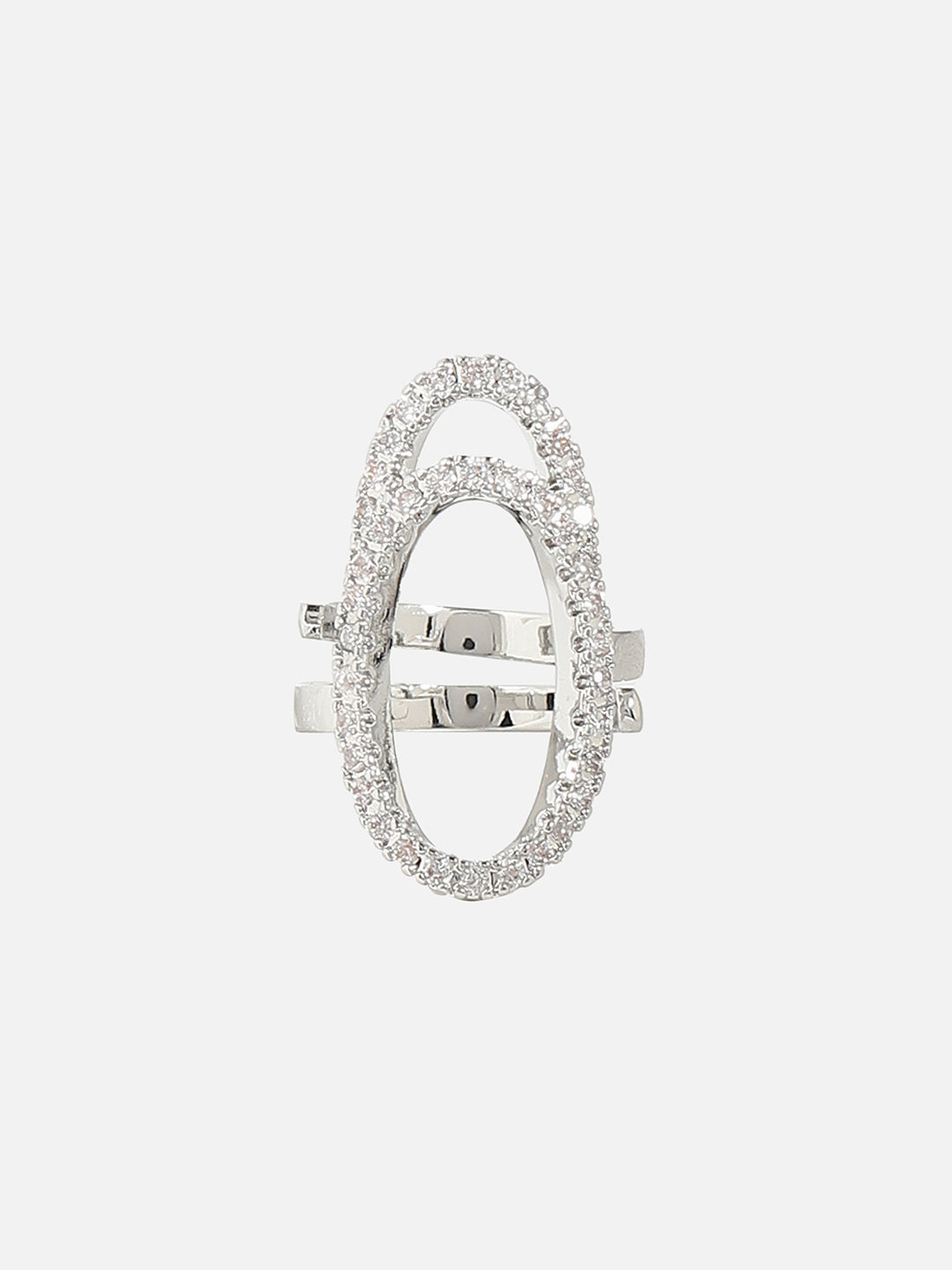 Silver Plated Stone-Studded Finger Ring