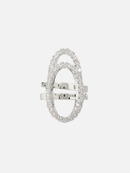 Silver Plated Stone-Studded Finger Ring