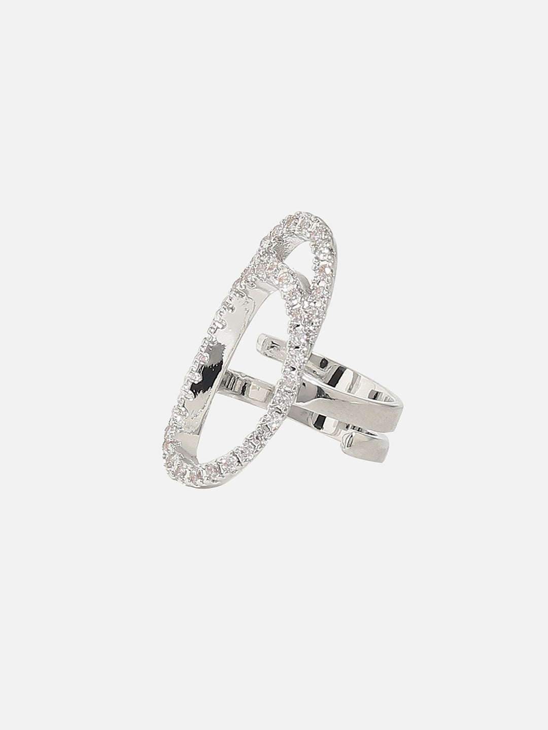Silver Plated Stone-Studded Finger Ring