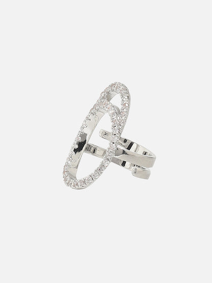 Silver Plated Stone-Studded Finger Ring