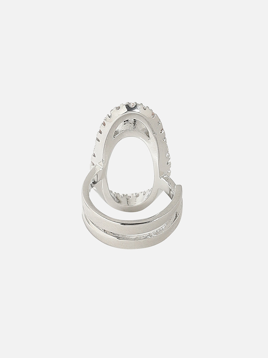 Silver Plated Stone-Studded Finger Ring