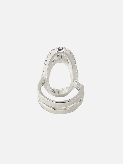Silver Plated Stone-Studded Finger Ring