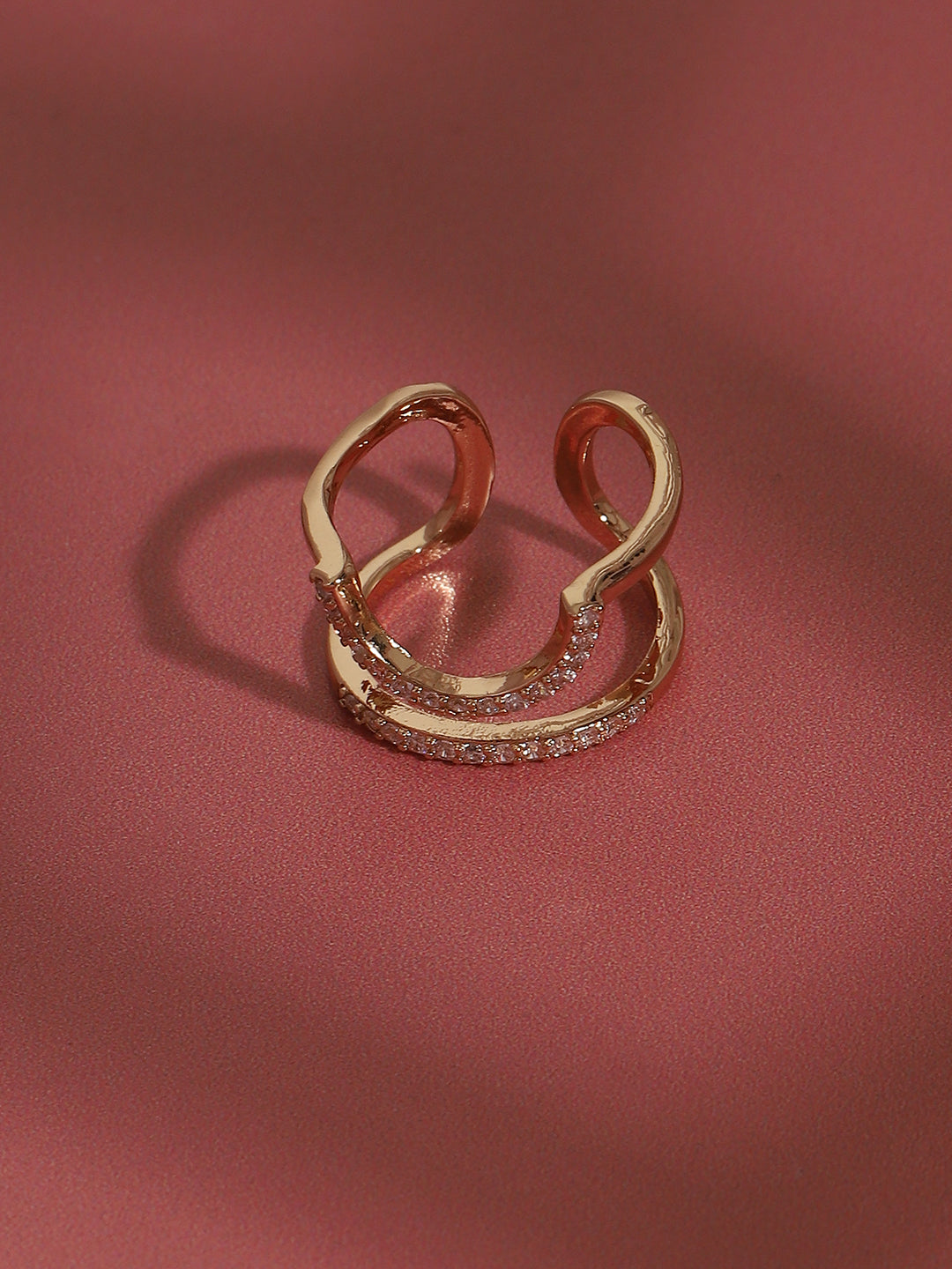 Gold-Plated Stone-Studded Finger Ring