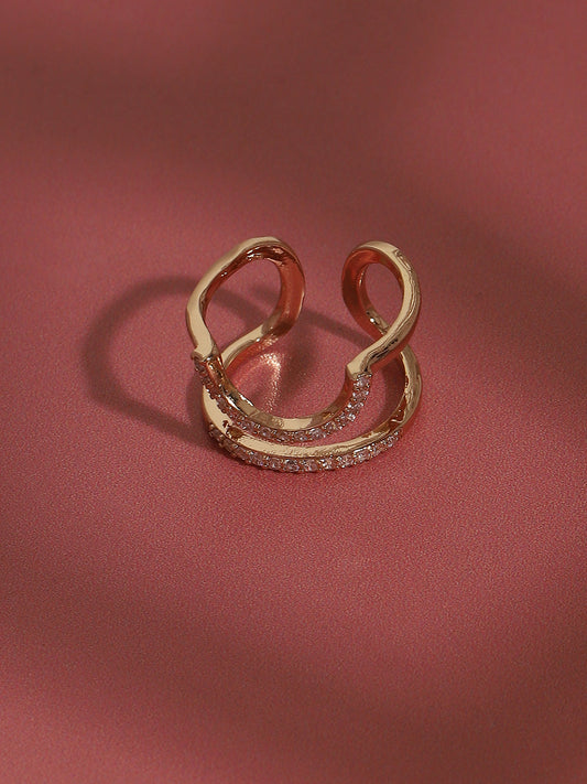 Gold-Plated Stone-Studded Finger Ring