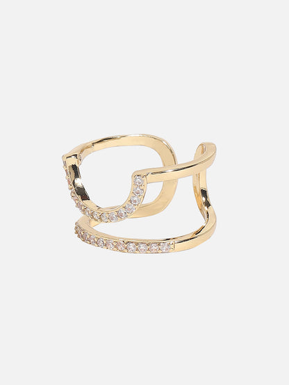 Gold-Plated Stone-Studded Finger Ring