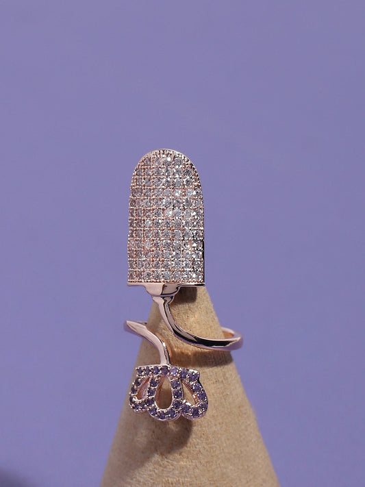 Rose Gold-Plated Stone-Studded Adjustable Finger Ring