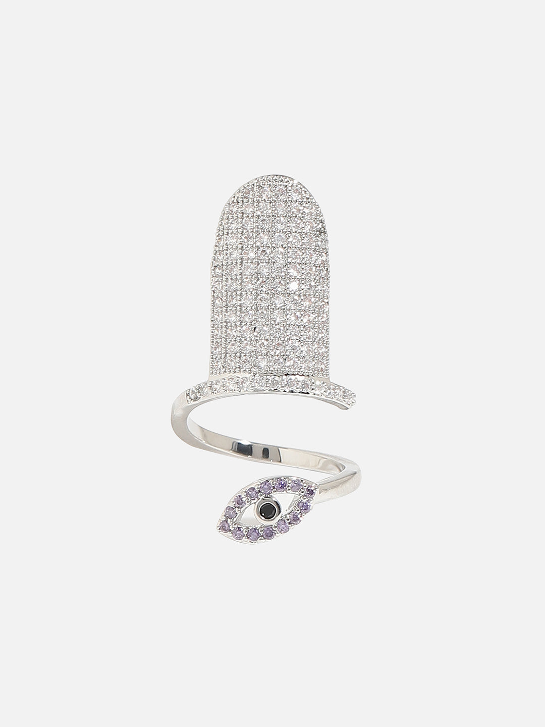 Silver-Plated Stone-Studded Finger Ring