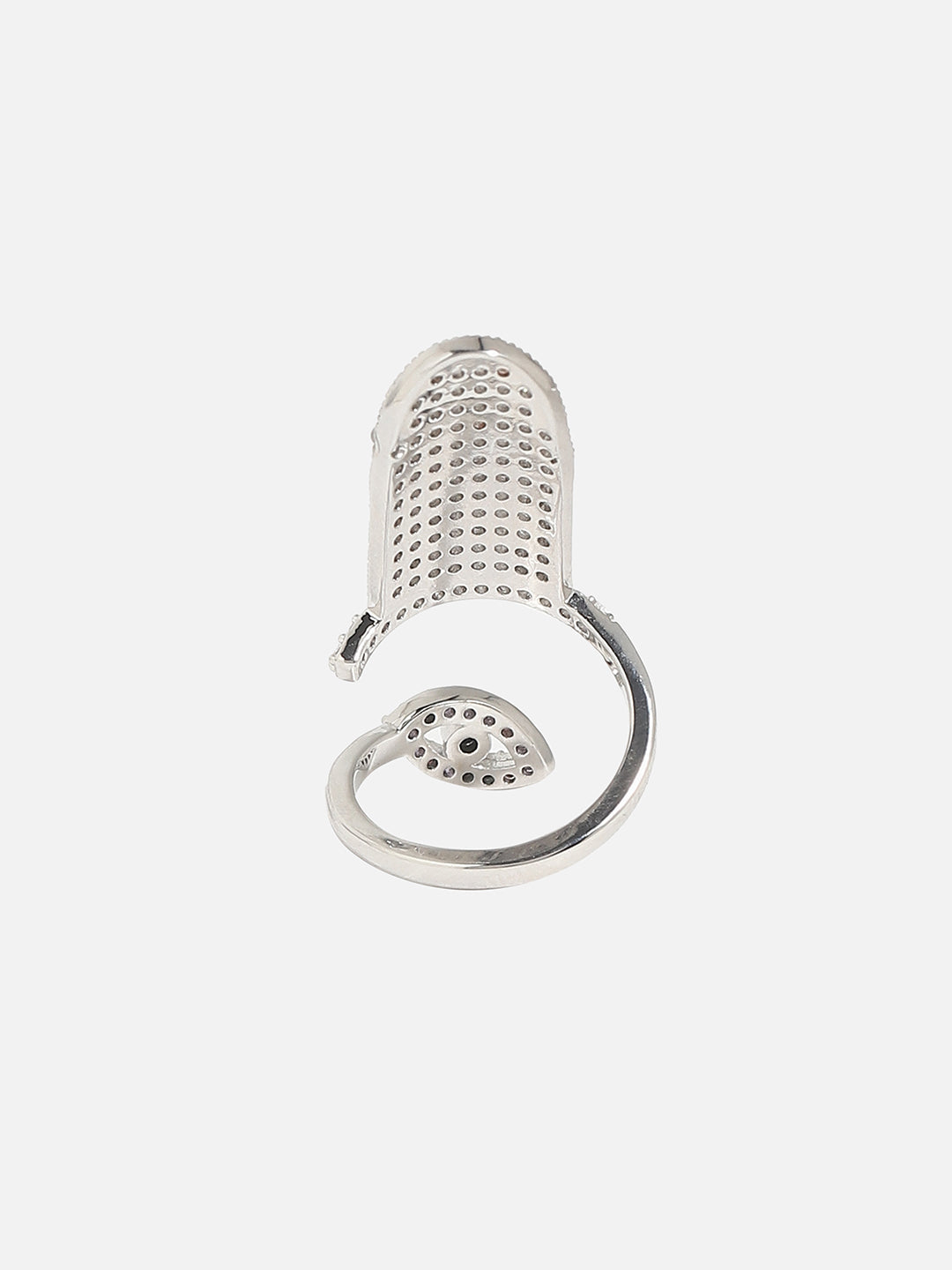 Silver-Plated Stone-Studded Finger Ring