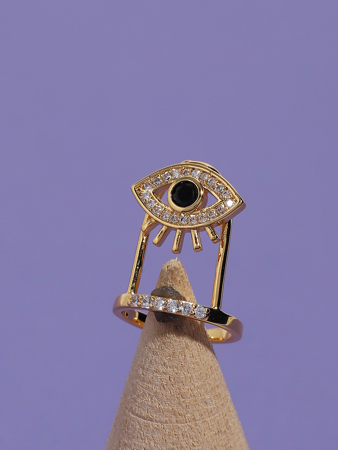 Gold-Plated Stone-Studded Finger Ring