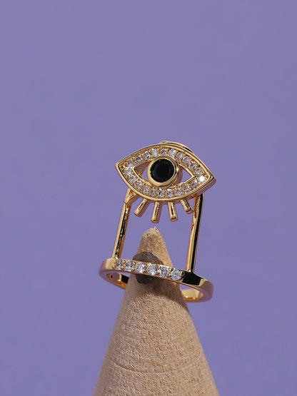 Gold-Plated Stone-Studded Finger Ring
