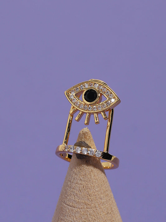 Gold-Plated Stone-Studded Finger Ring