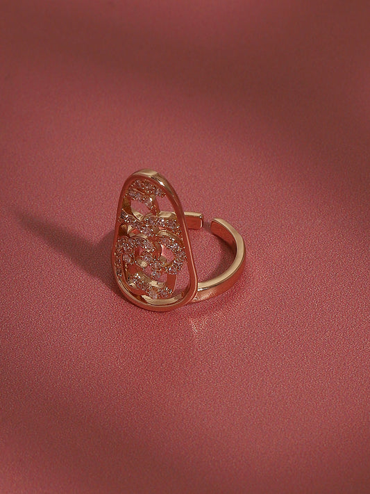 Gold-Plated Stone-Studded Nail Ring