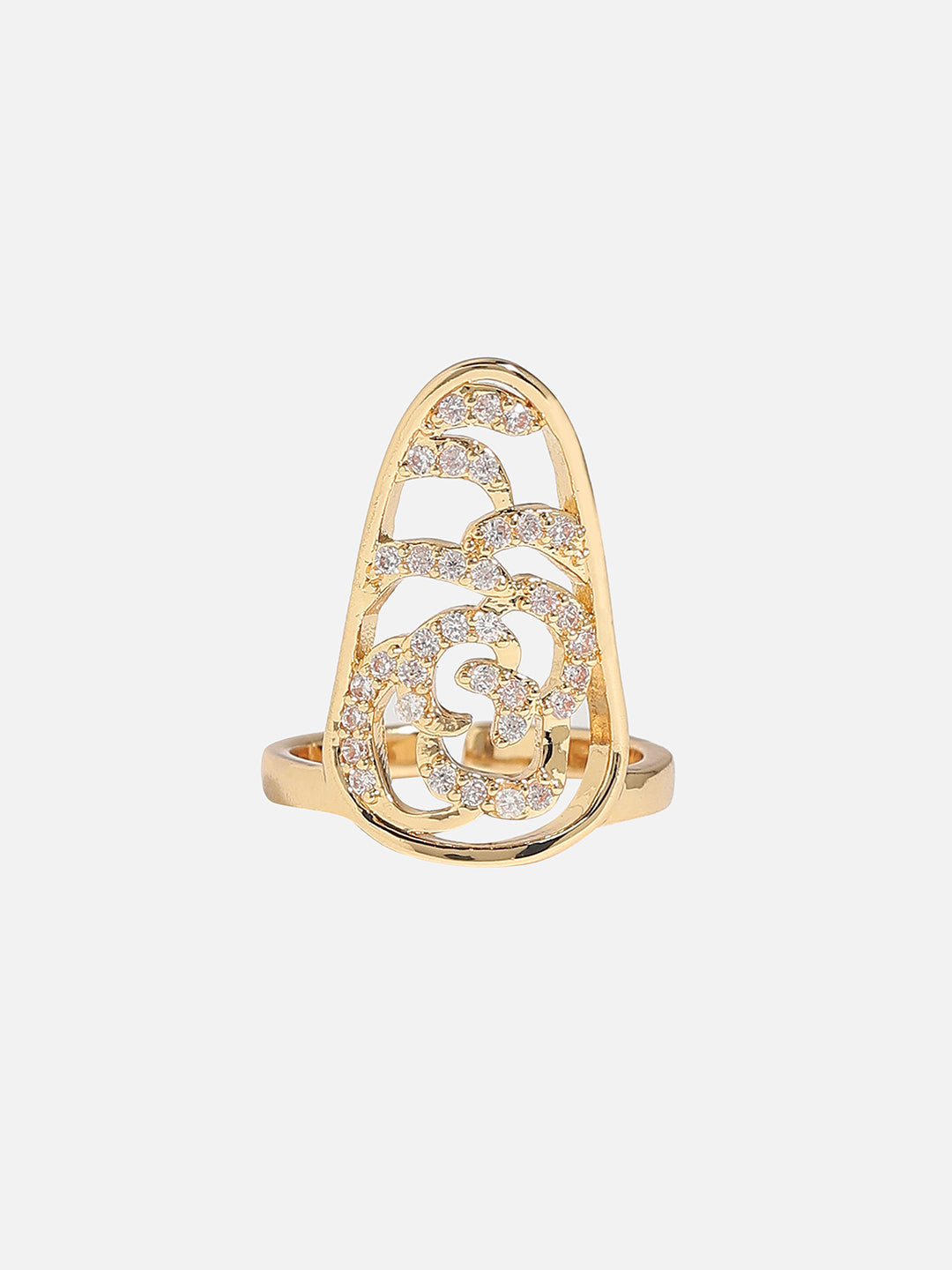 Gold-Plated Stone-Studded Nail Ring