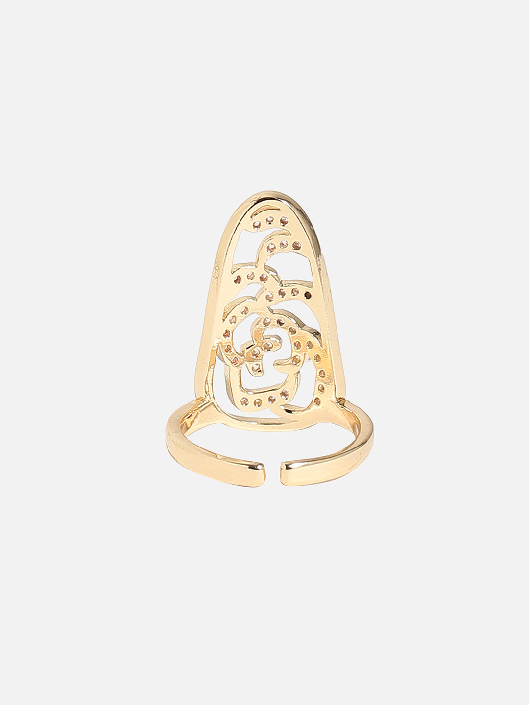 Gold-Plated Stone-Studded Nail Ring