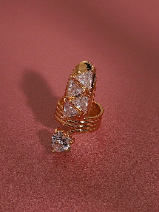 Gold-Plated Stone Studded Nail Rings