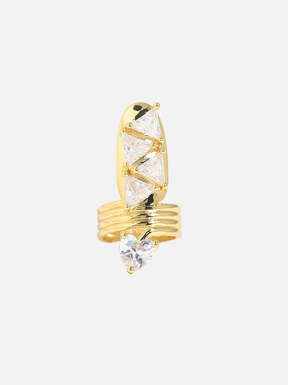 Gold-Plated Stone Studded Nail Rings