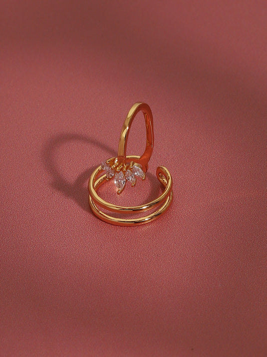 Gold-Plated Stone-Studded Finger Ring