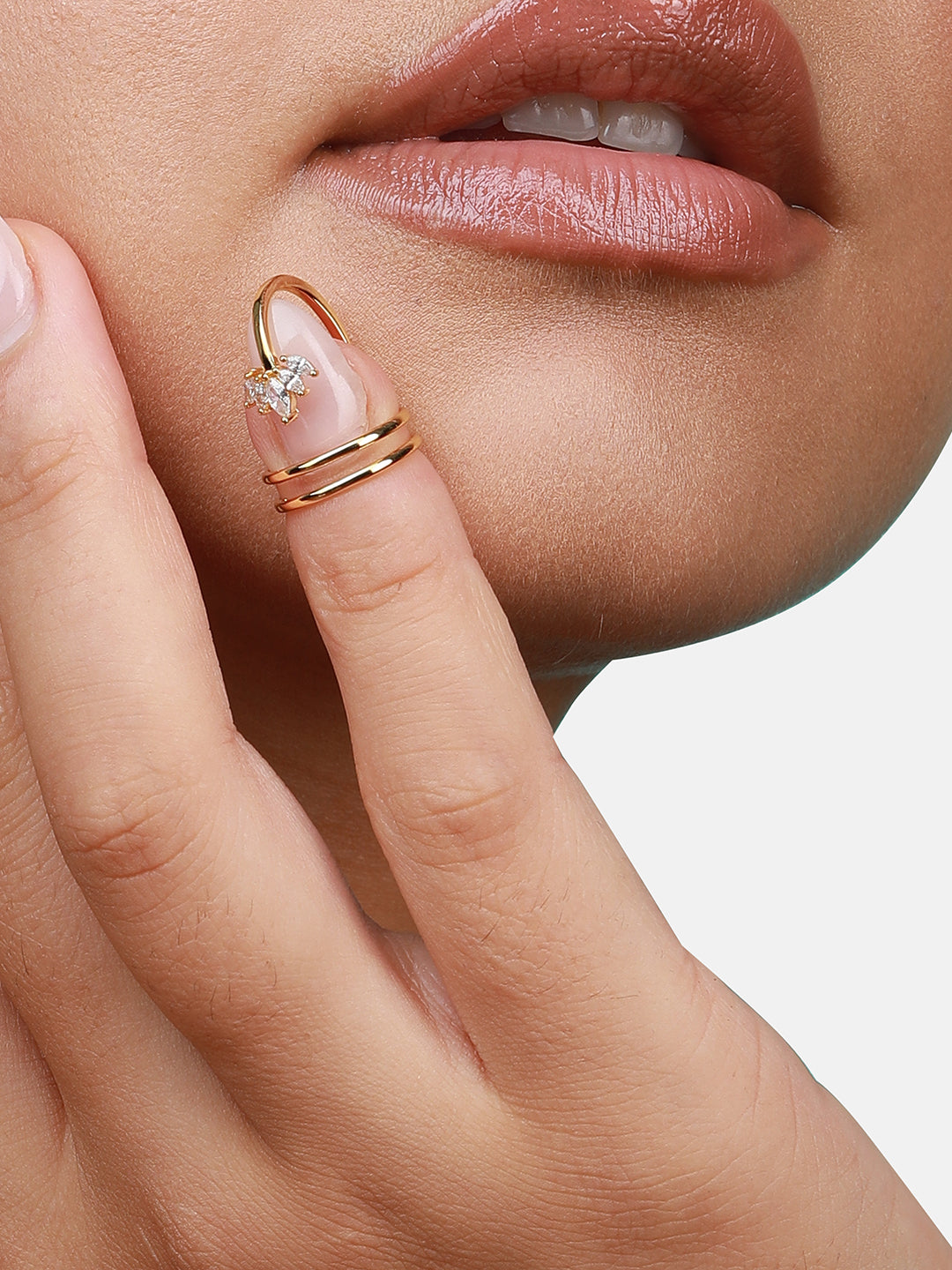 Gold-Plated Stone-Studded Finger Ring