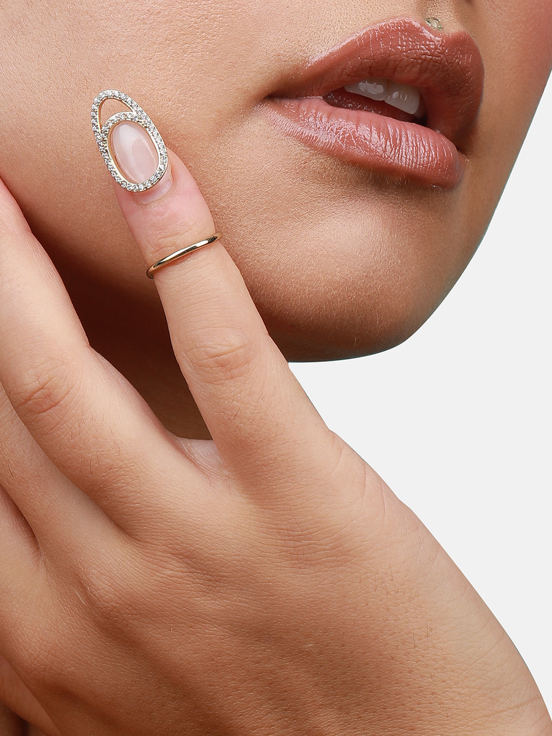 Gold-Plated Adjustable Nail Finger Ring