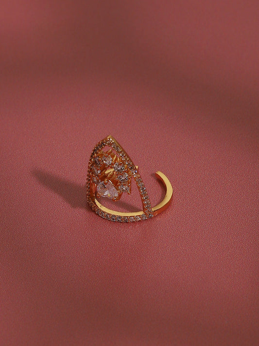 Gold-Plated Stone Studded Nail Rings