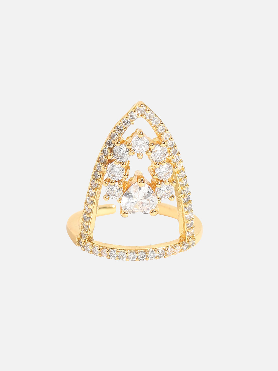 Gold-Plated Stone Studded Nail Rings