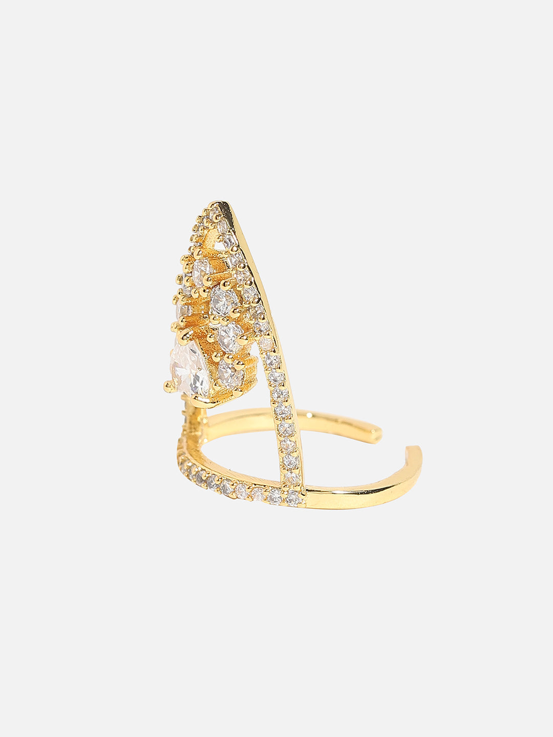 Gold-Plated Stone Studded Nail Rings