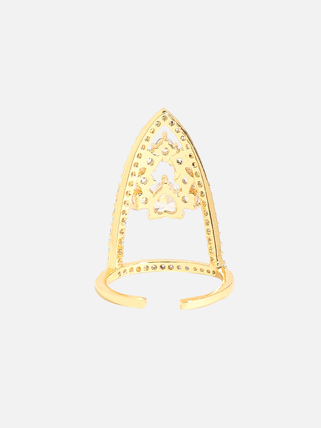 Gold-Plated Stone Studded Nail Rings