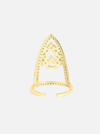 Gold-Plated Stone Studded Nail Rings