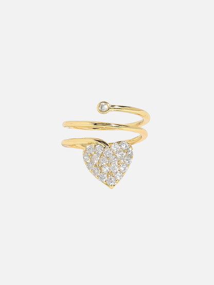 Gold-Plated Stone-Studded Adjustable Finger Ring