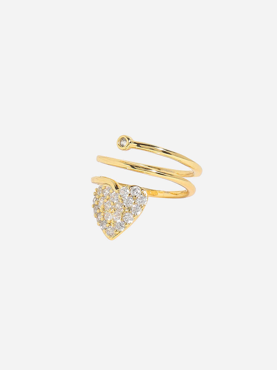 Gold-Plated Stone-Studded Adjustable Finger Ring