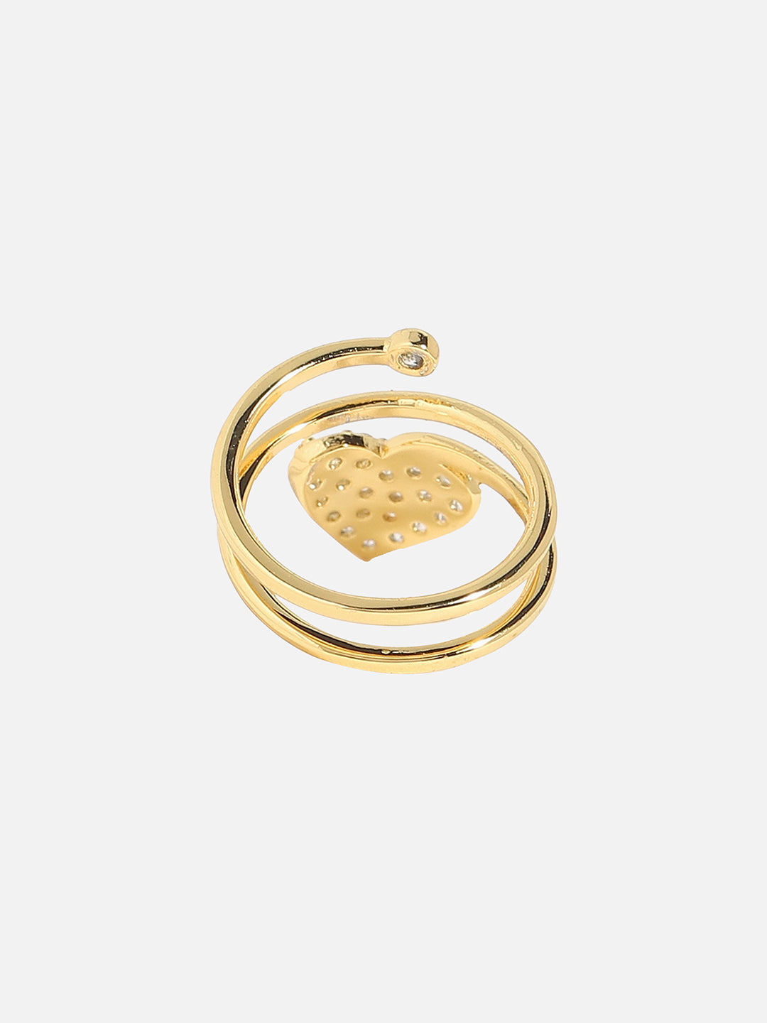 Gold-Plated Stone-Studded Adjustable Finger Ring