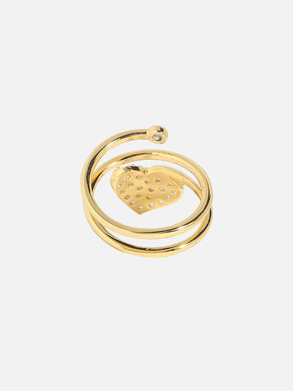 Gold-Plated Stone-Studded Adjustable Finger Ring