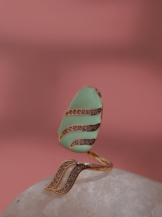 Gold-Plated Stone-Studded Finger Ring