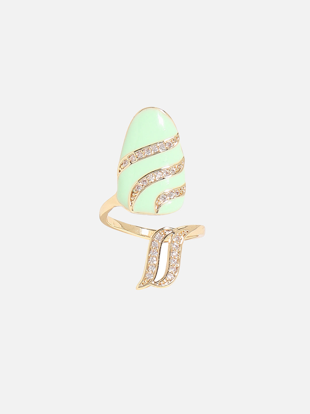 Gold-Plated Stone-Studded Finger Ring