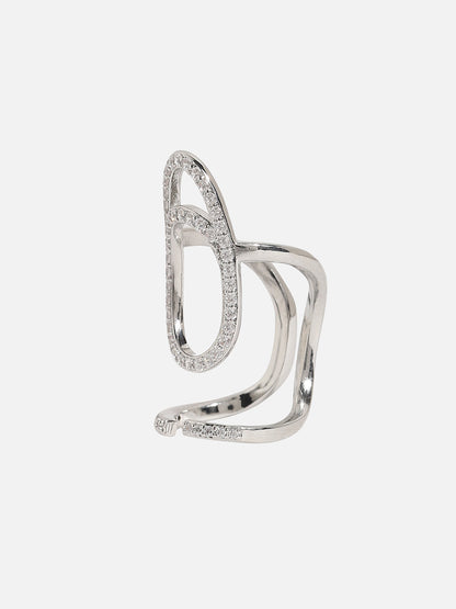 Silver-Plated Stone-Studded Finger Ring