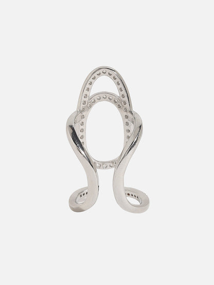 Silver-Plated Stone-Studded Finger Ring