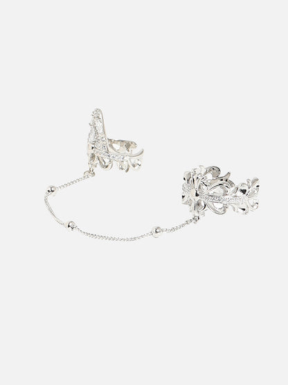 Silver-Plated Chain Linked Finger Ring